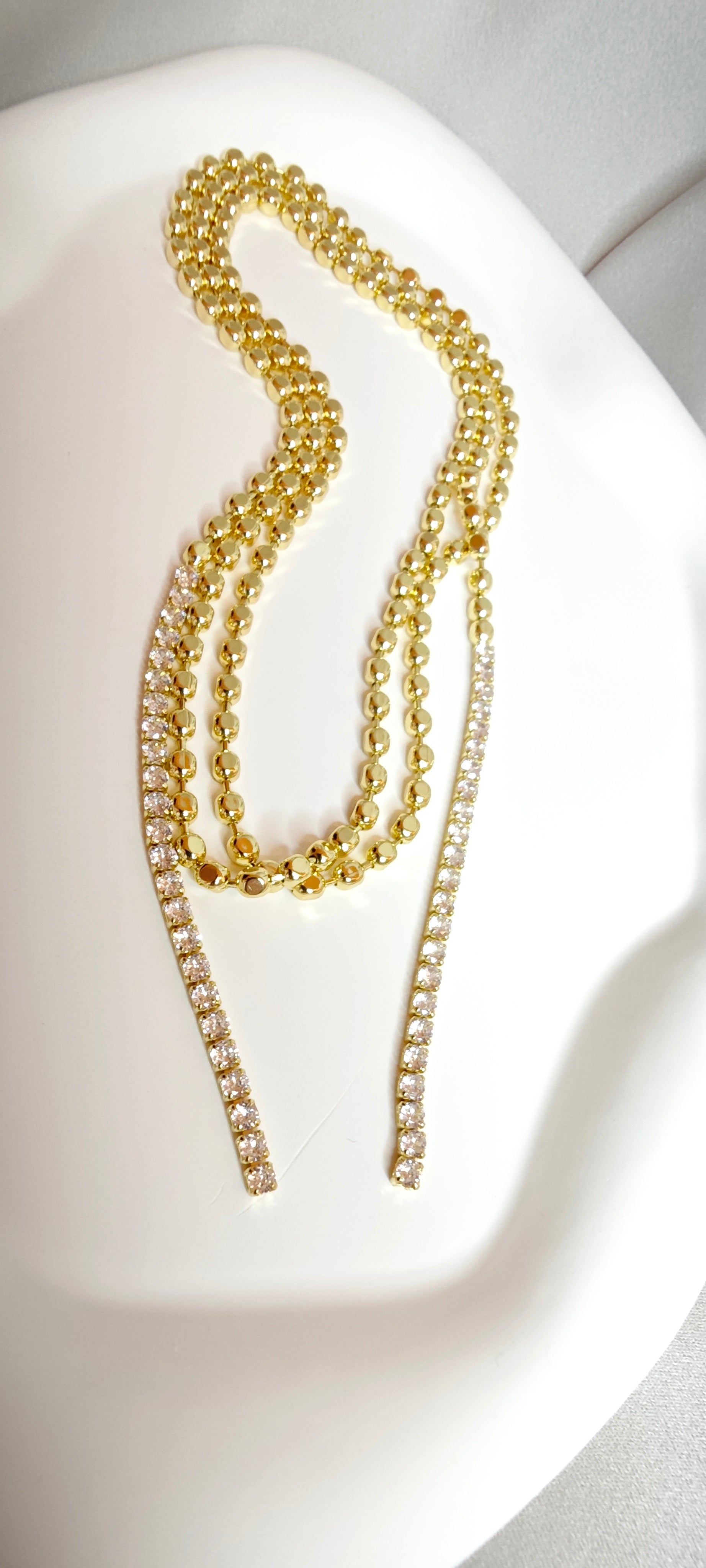 VELUARE ROYAL 14K Zirkon Taşlı Dorika Kravat Model Kolye