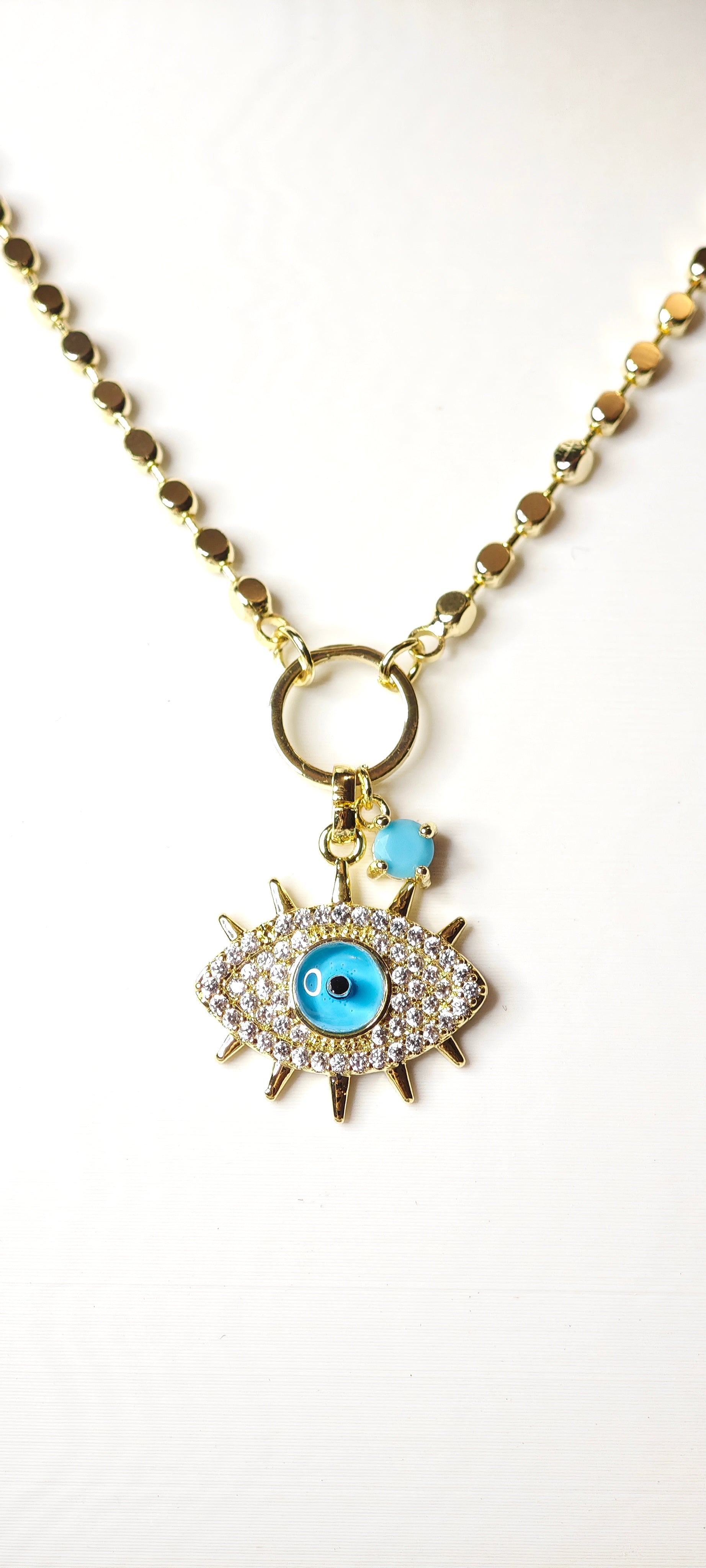 VELUARE ROYAL 14K Dorika Zirkon Taşlı Göz Kolye