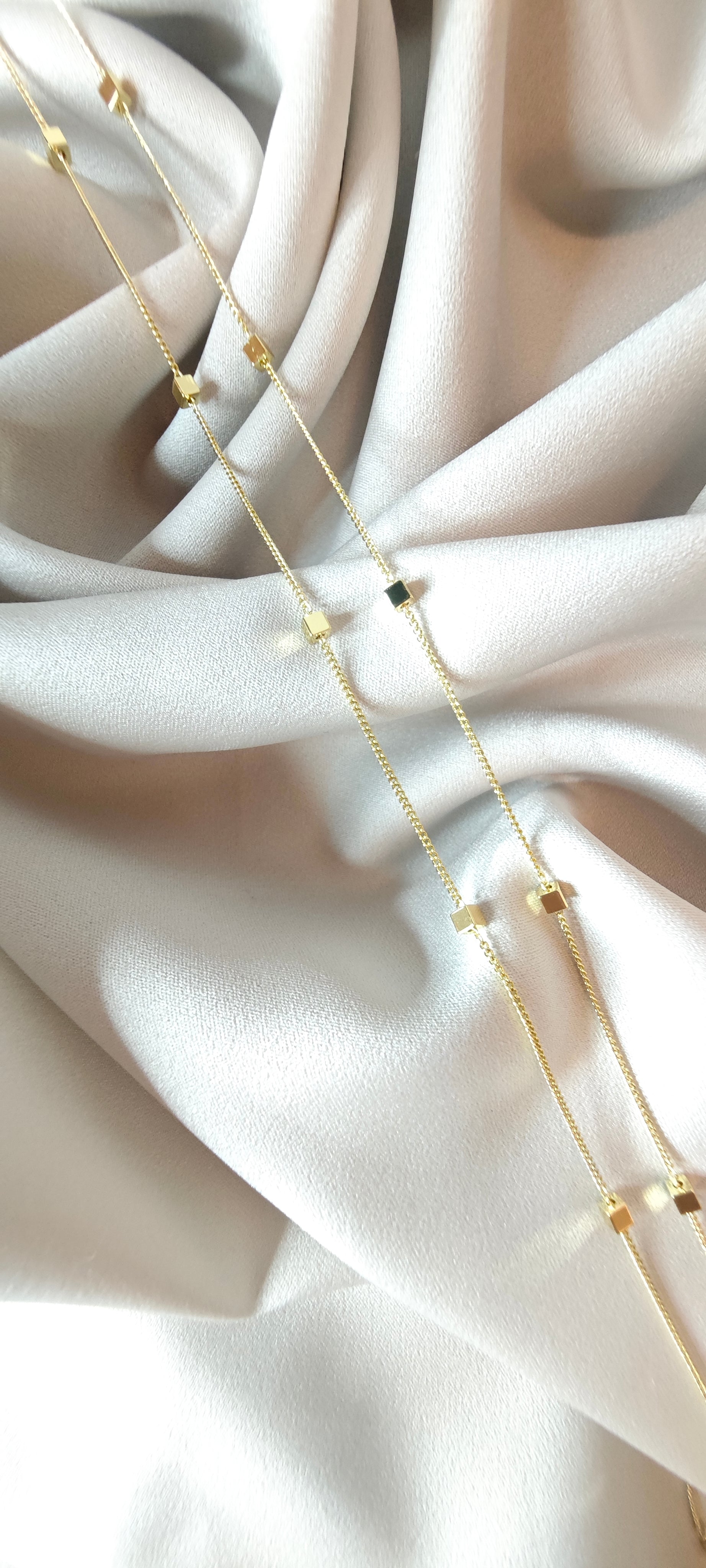 VELUARE ROYAL 14K Işıltılı Küp Model Minimalist Kolye