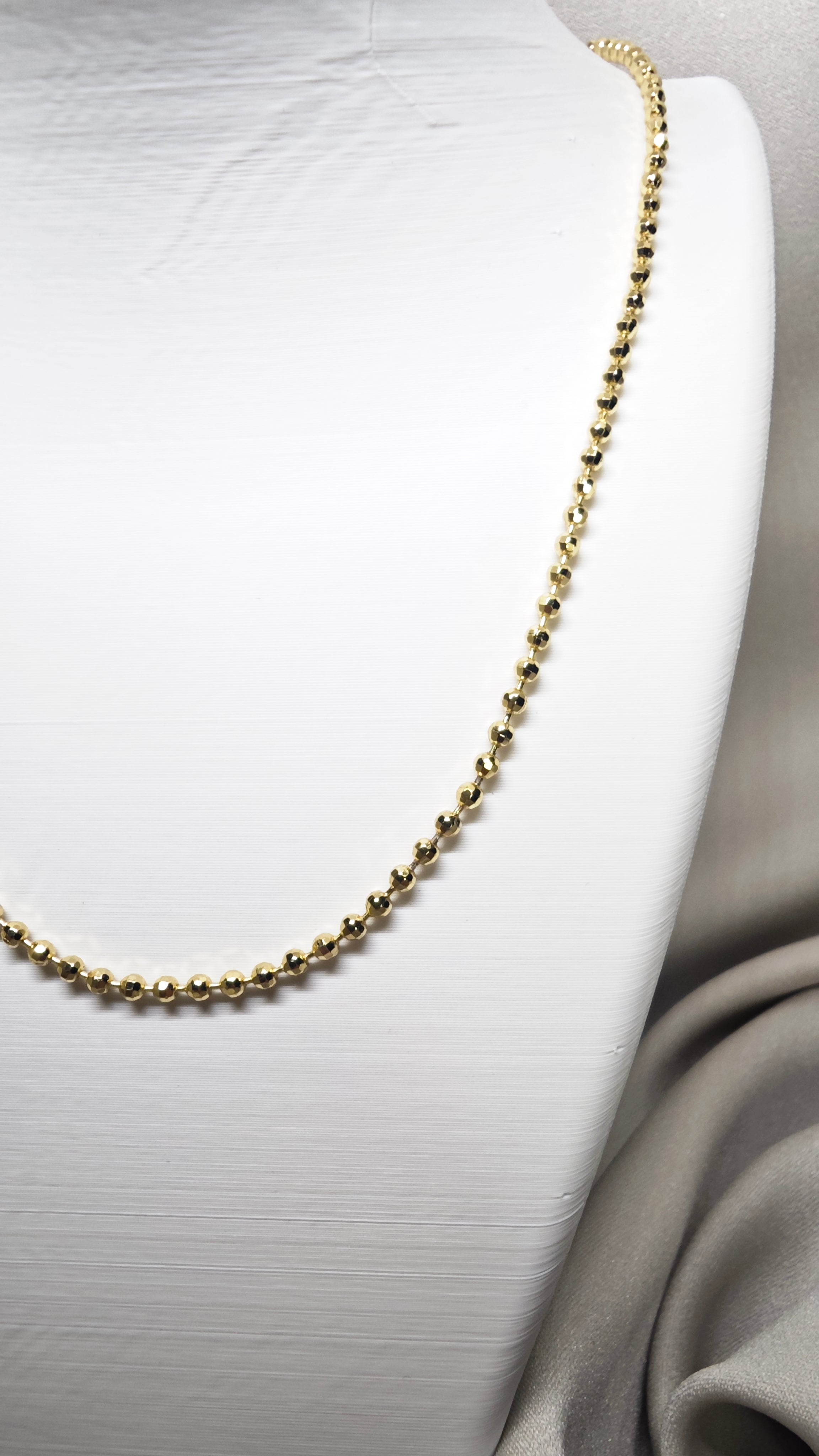 VELUARE PRESTİGE 14K Işıltılı Fasetli Top Zincir Kolye