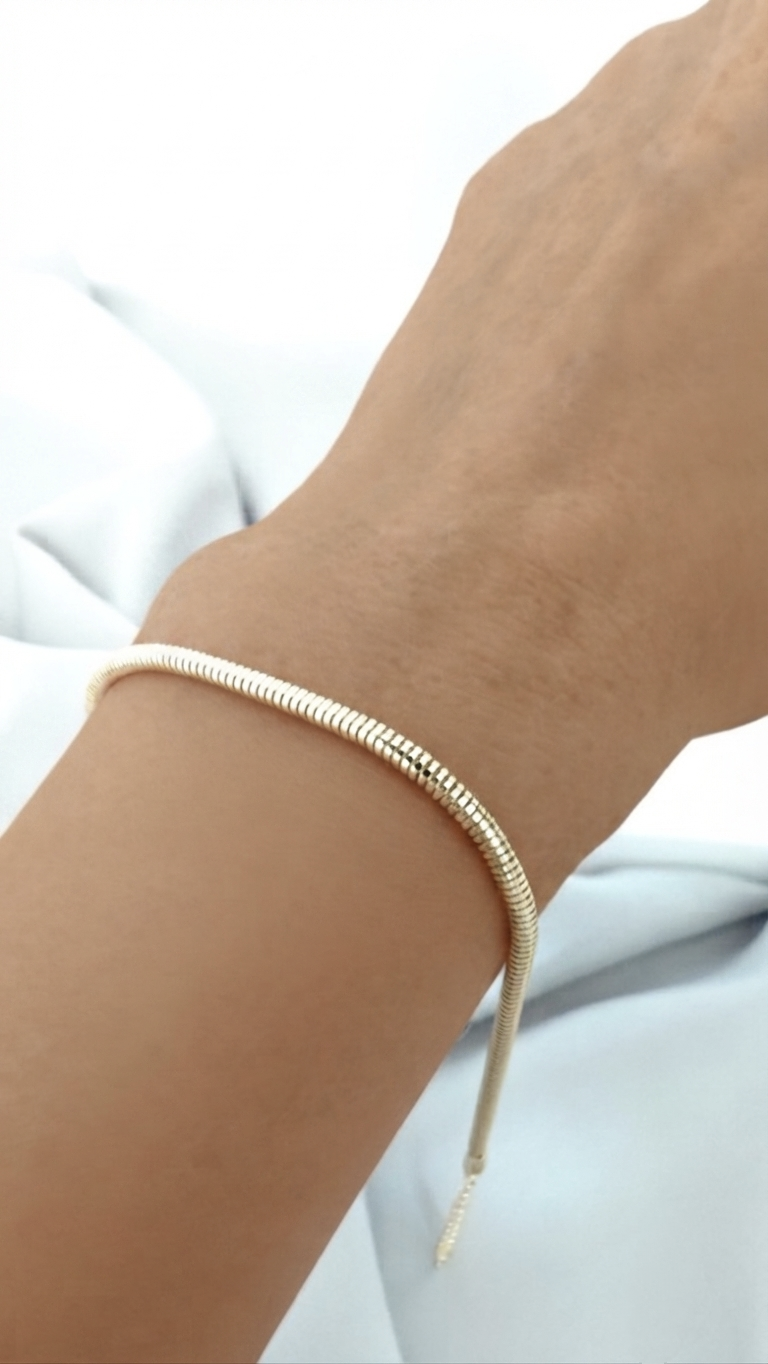 VELUARE Privé 14K Gold Renk Yuvarlak Yılan Bileklik