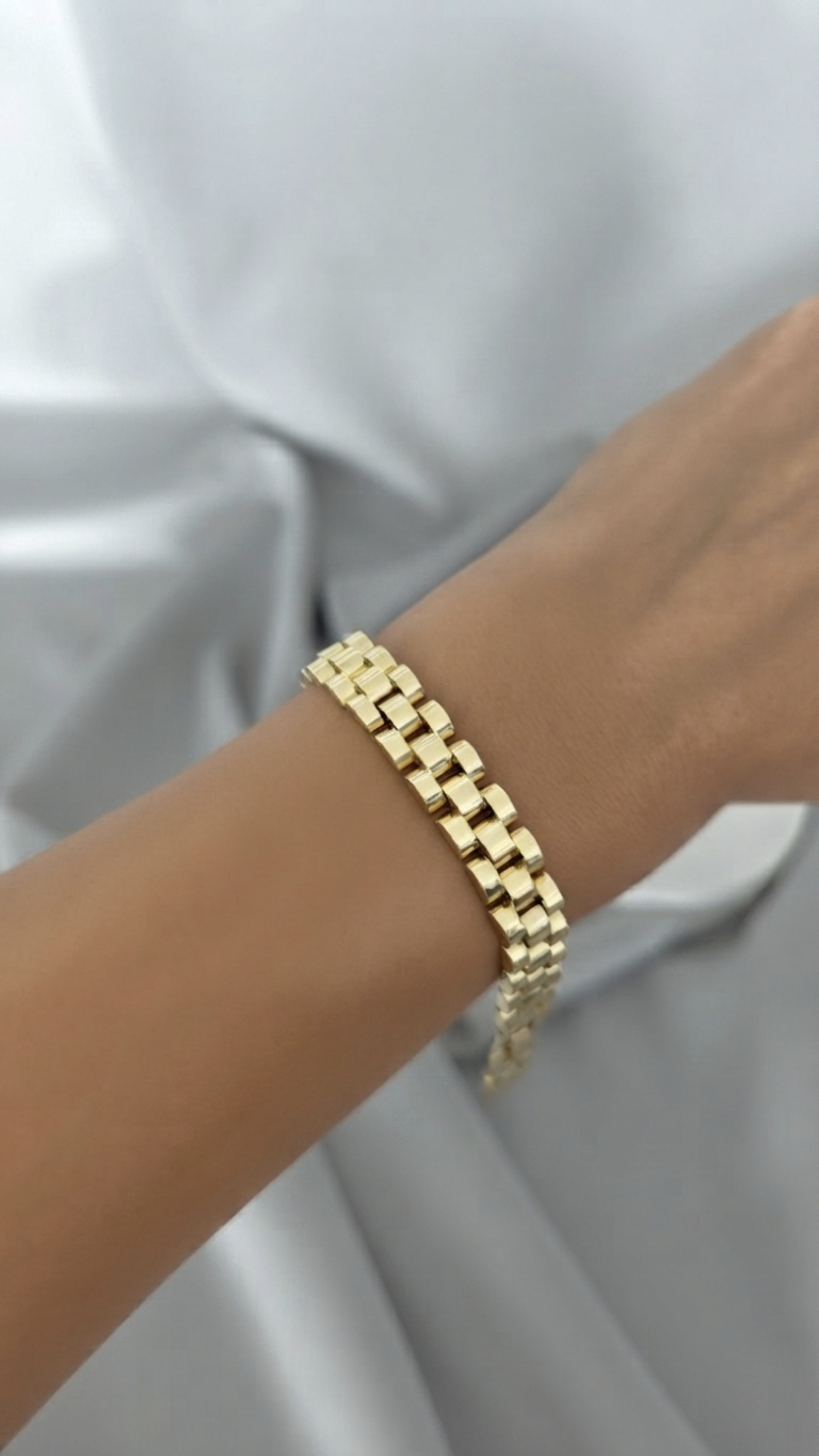 VELUARE Privé 14K Gold Renk President Saat Kordonu Model İtalyan Bileklik