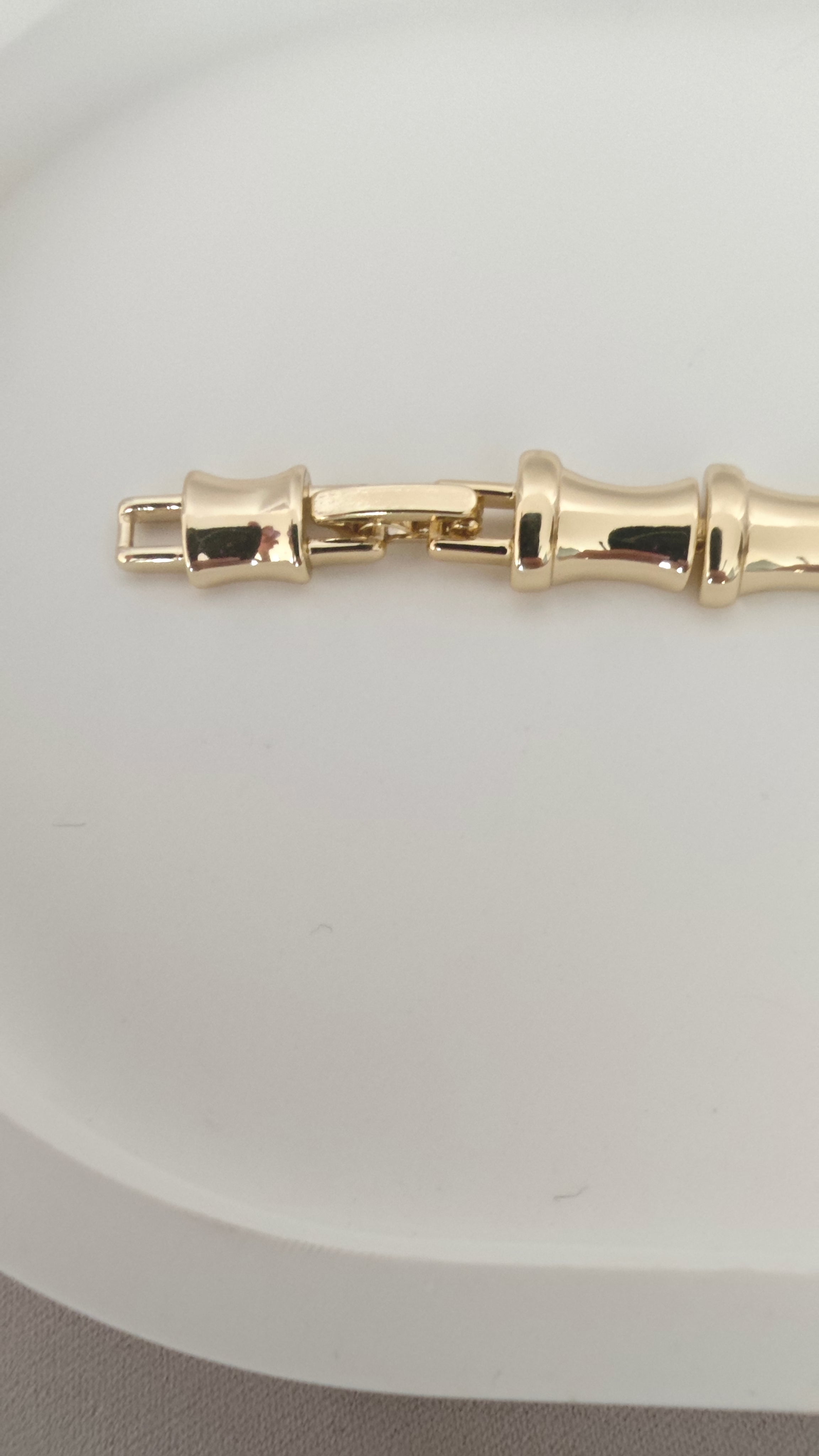 VELUARE PRESTIGE 14K Gold Renk Taşlı Boğumlu Bambu Boru Bileklik