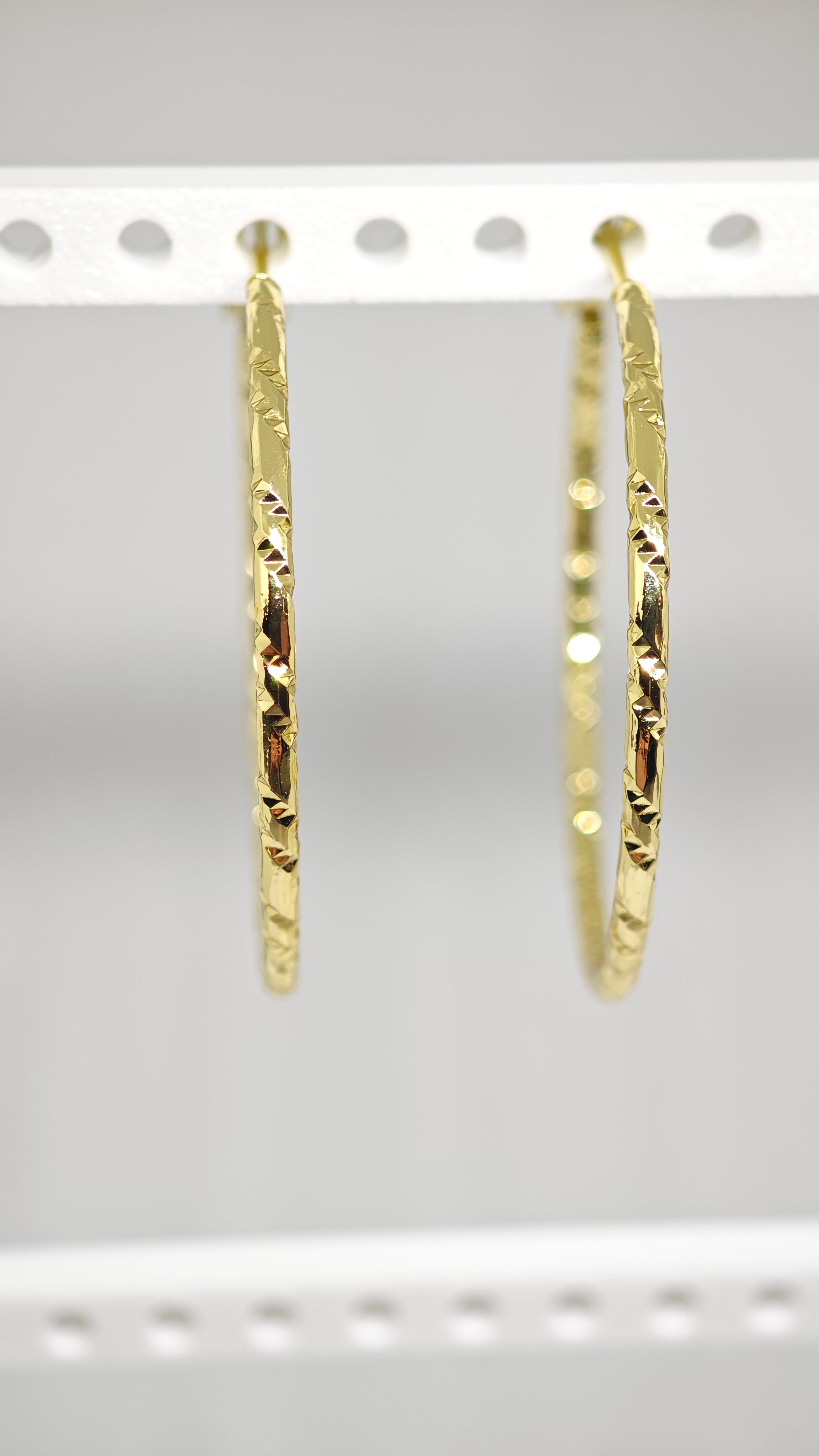 Veluare Prestige 14K Gold Faset Kesim Büyük Boy Halka Küpe