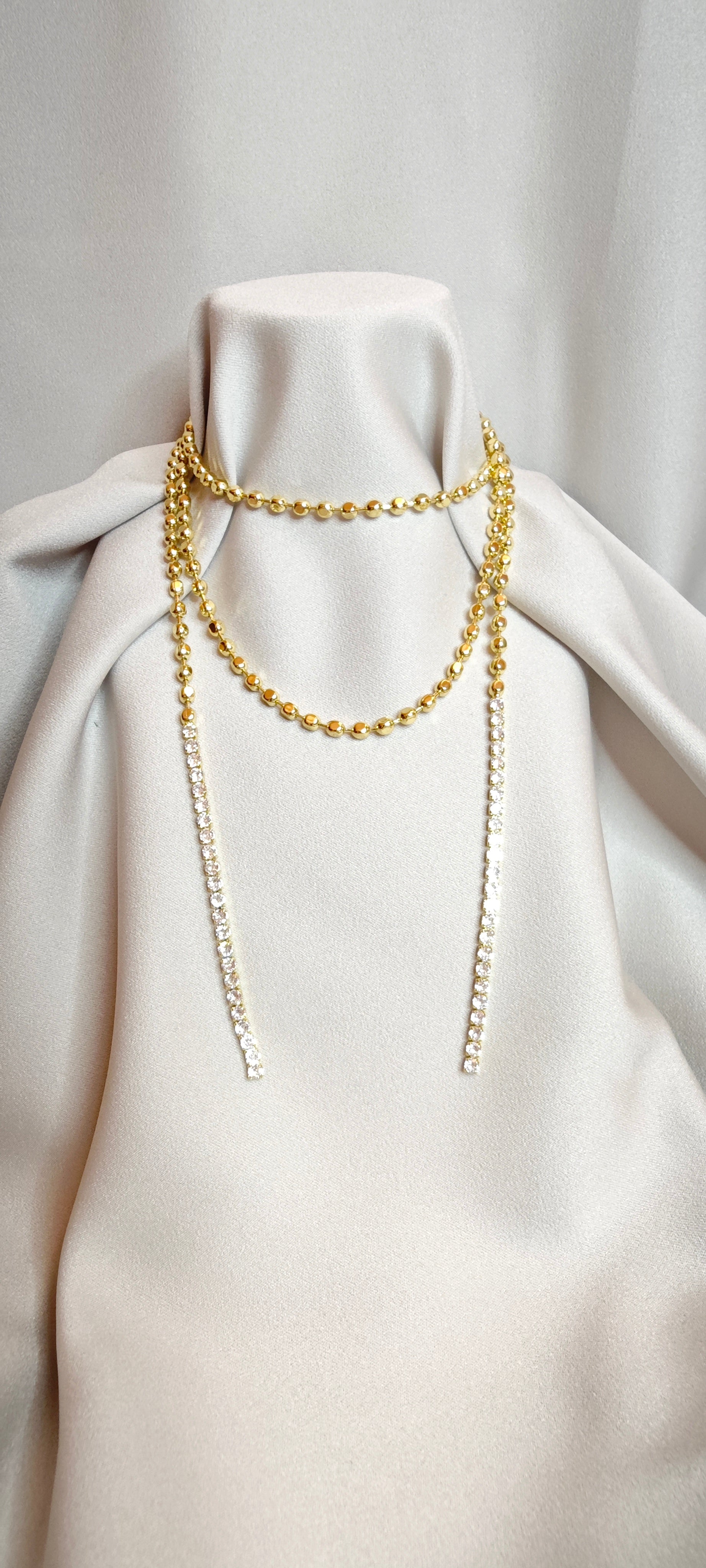 VELUARE ROYAL 14K Zirkon Taşlı Dorika Kravat Model Kolye