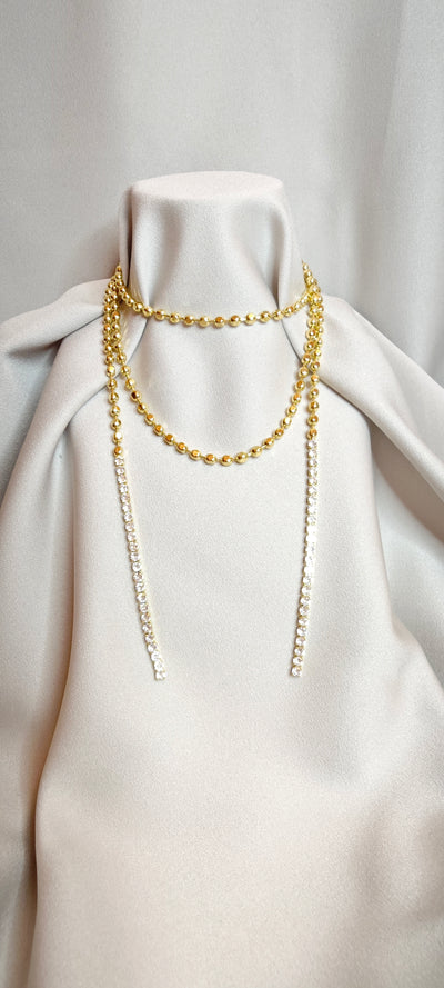 VELUARE ROYAL 14K Zirkon Taşlı Dorika Kravat Model Kolye