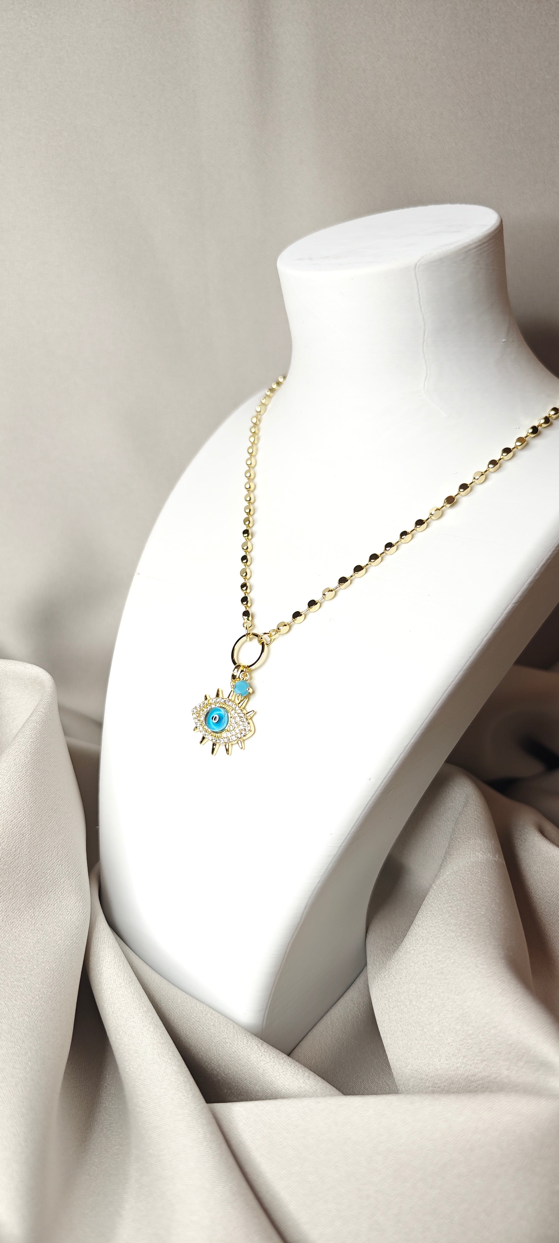 VELUARE ROYAL 14K Dorika Zirkon Taşlı Göz Kolye