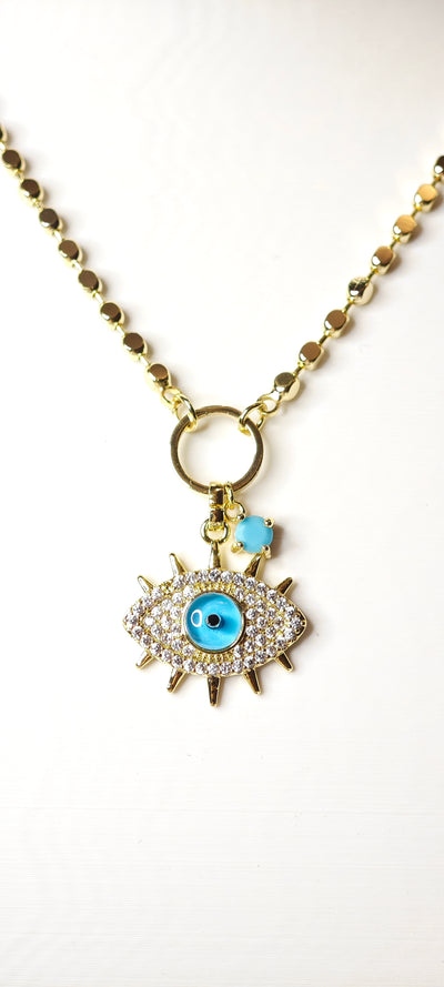 VELUARE ROYAL 14K Dorika Zirkon Taşlı Göz Kolye