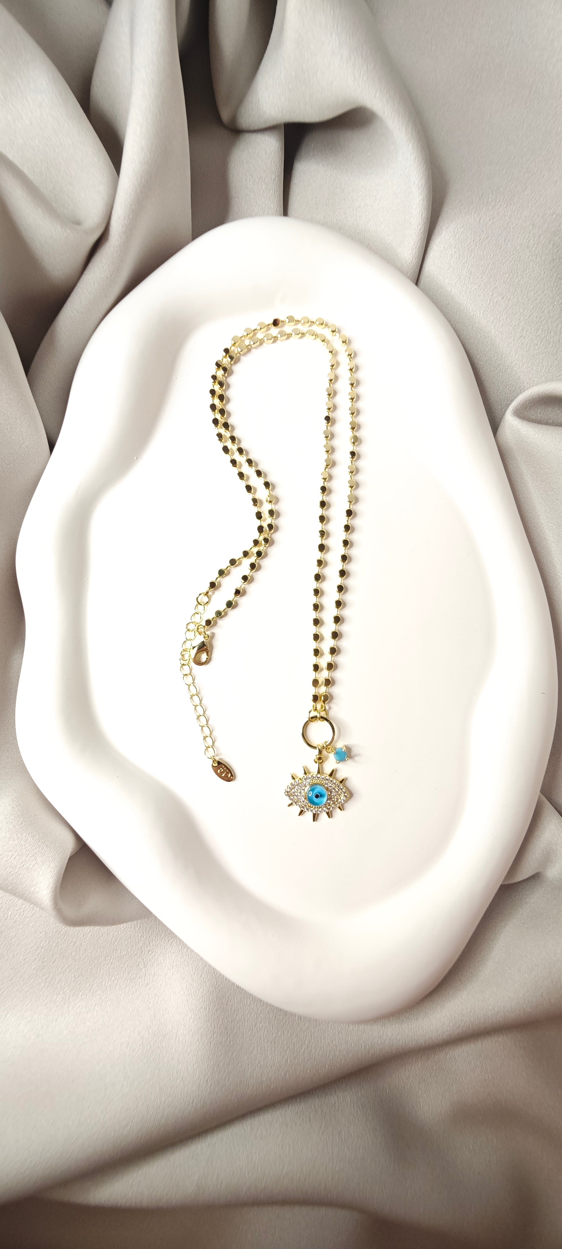 VELUARE ROYAL 14K Dorika Zirkon Taşlı Göz Kolye