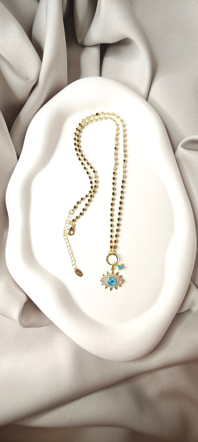 VELUARE ROYAL 14K Dorika Zirkon Taşlı Göz Kolye