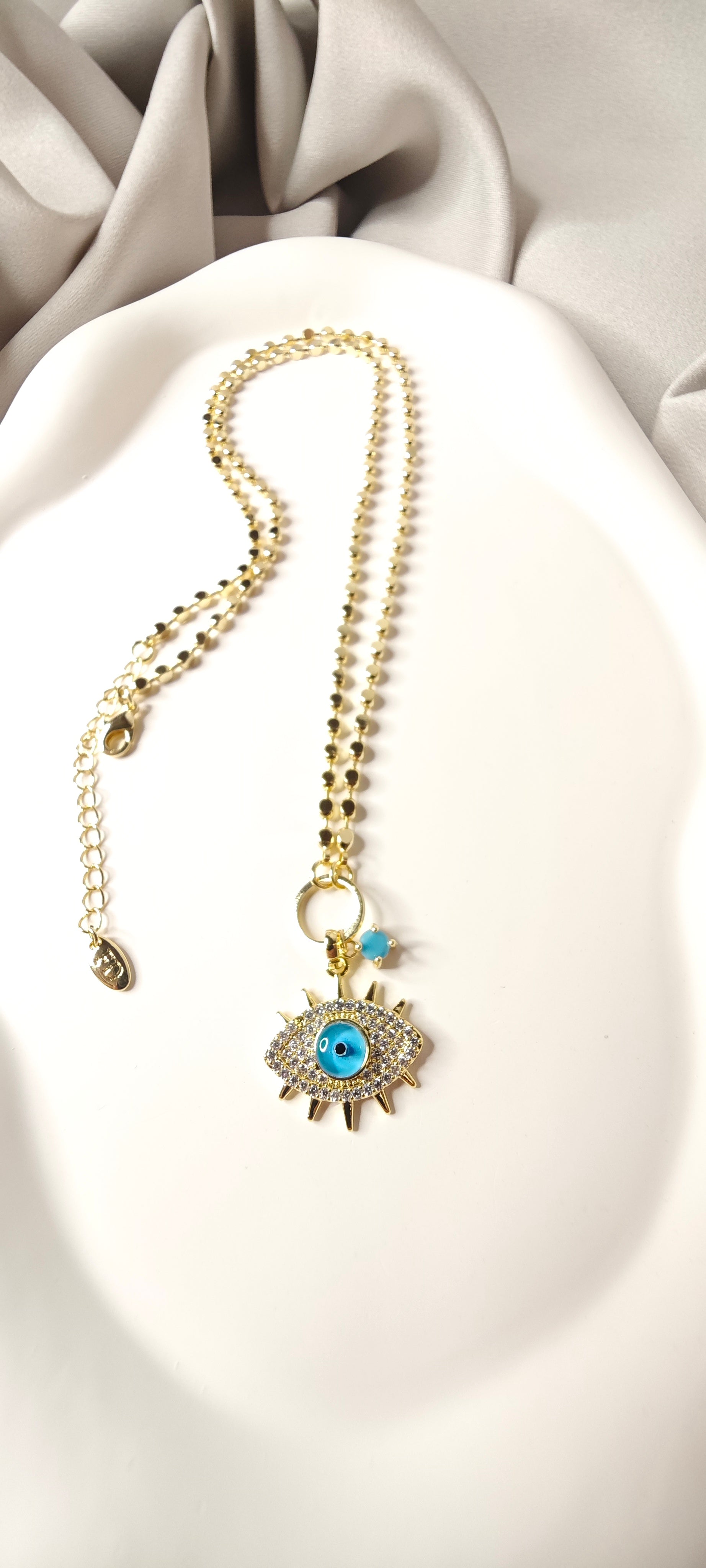 VELUARE ROYAL 14K Dorika Zirkon Taşlı Göz Kolye
