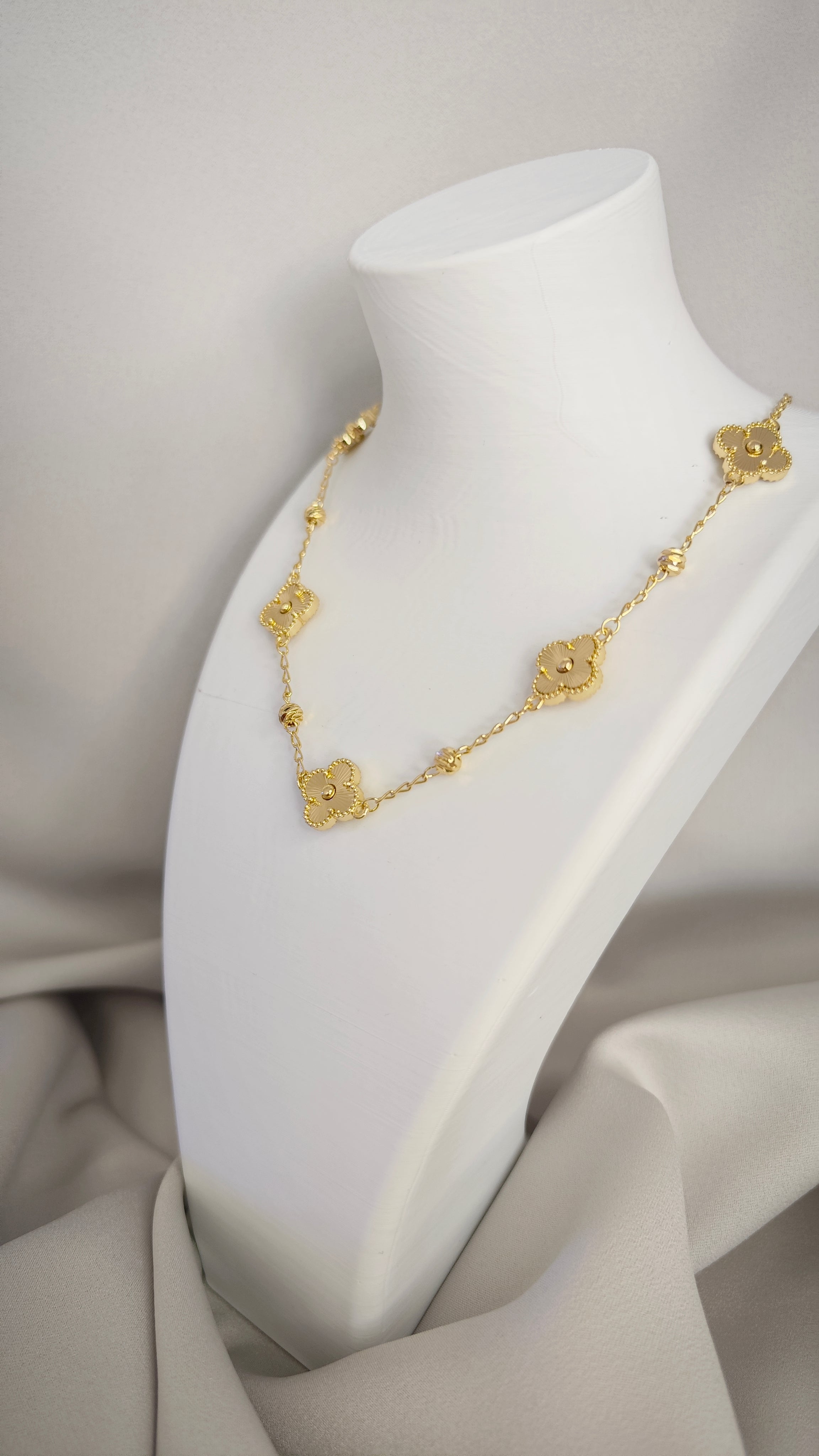 VELUARE Privé 14K  Van Cleef Model Dorikalı Yonca Kolye