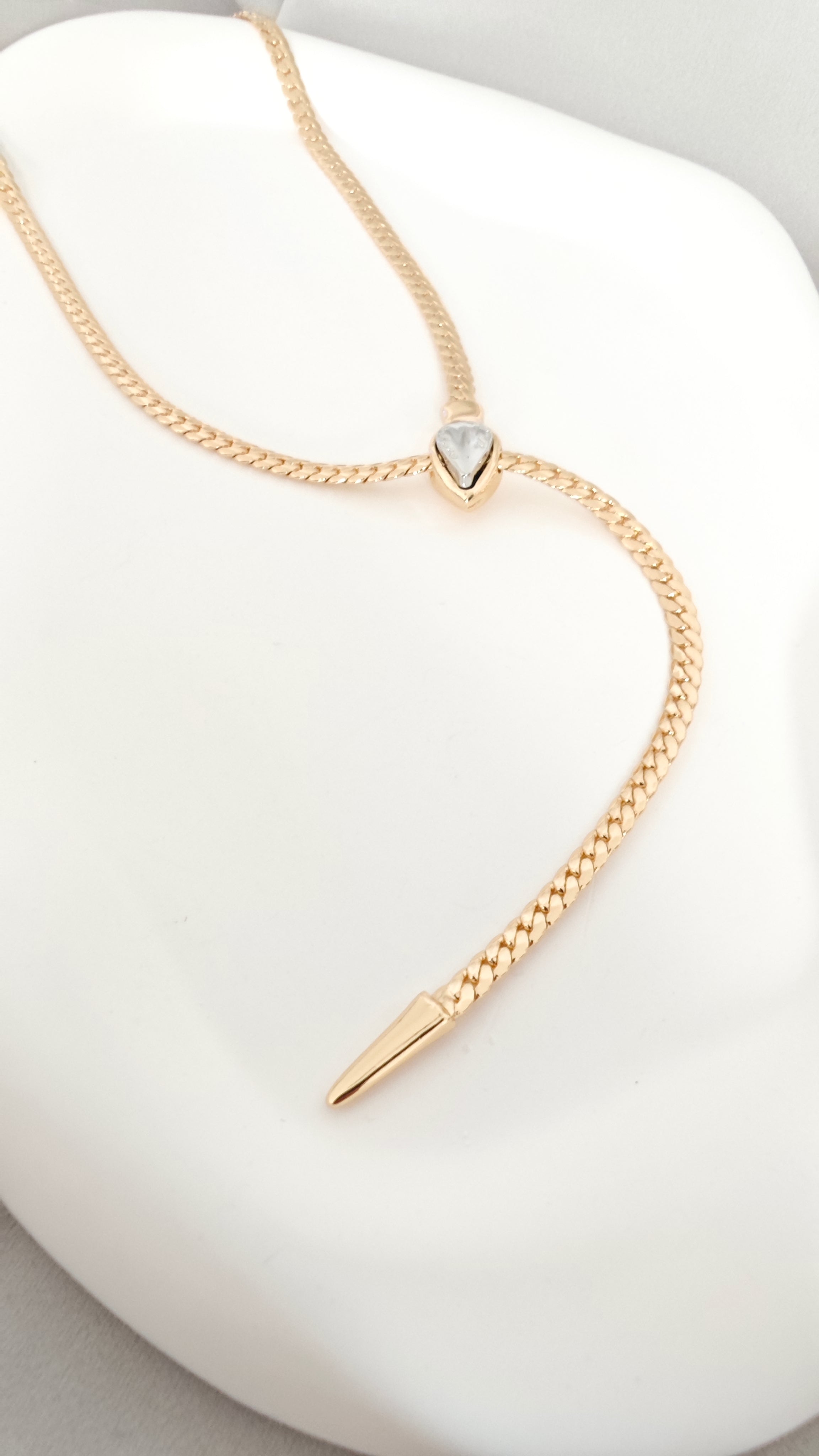 VELUARE EVERYDAY 18K Gold Renk  Gümüş Detay Sarkıtlı Yılan Model İtalyan Ezme Kolye