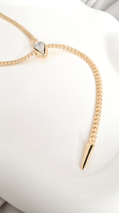 VELUARE EVERYDAY 18K Gold Renk  Gümüş Detay Sarkıtlı Yılan Model İtalyan Ezme Kolye