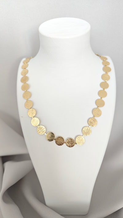 VELUARE EVERYDAY 14K Gold Renk Kalemli İtalyan Pul Zincir Kolye