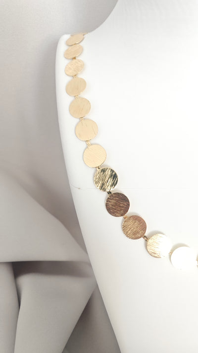 VELUARE EVERYDAY 14K Gold Renk Kalemli İtalyan Pul Zincir Kolye