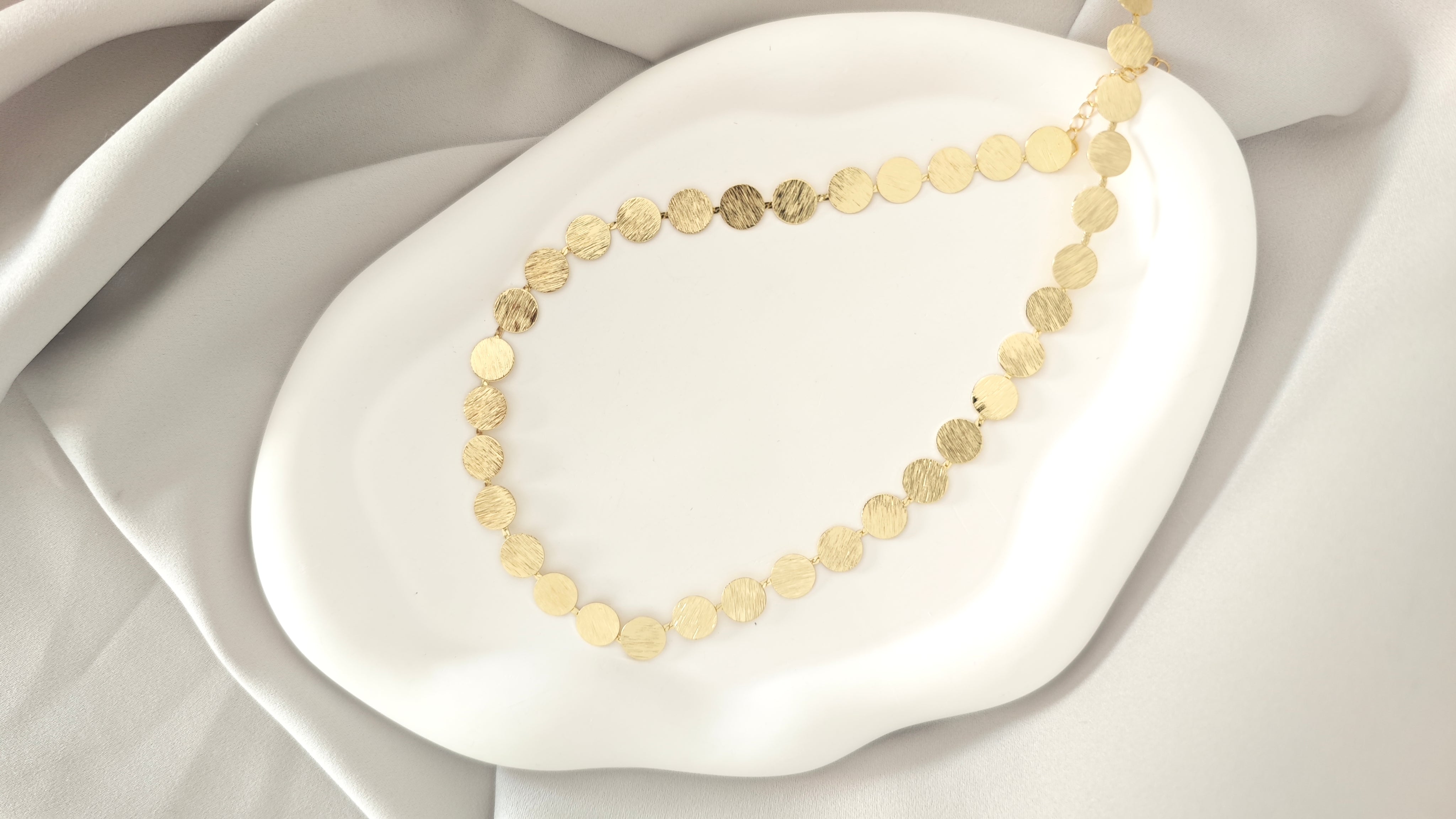 VELUARE EVERYDAY 14K Gold Renk Kalemli İtalyan Pul Zincir Kolye