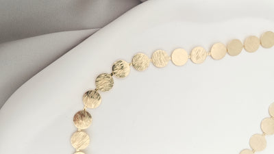 VELUARE EVERYDAY 14K Gold Renk Kalemli İtalyan Pul Zincir Kolye