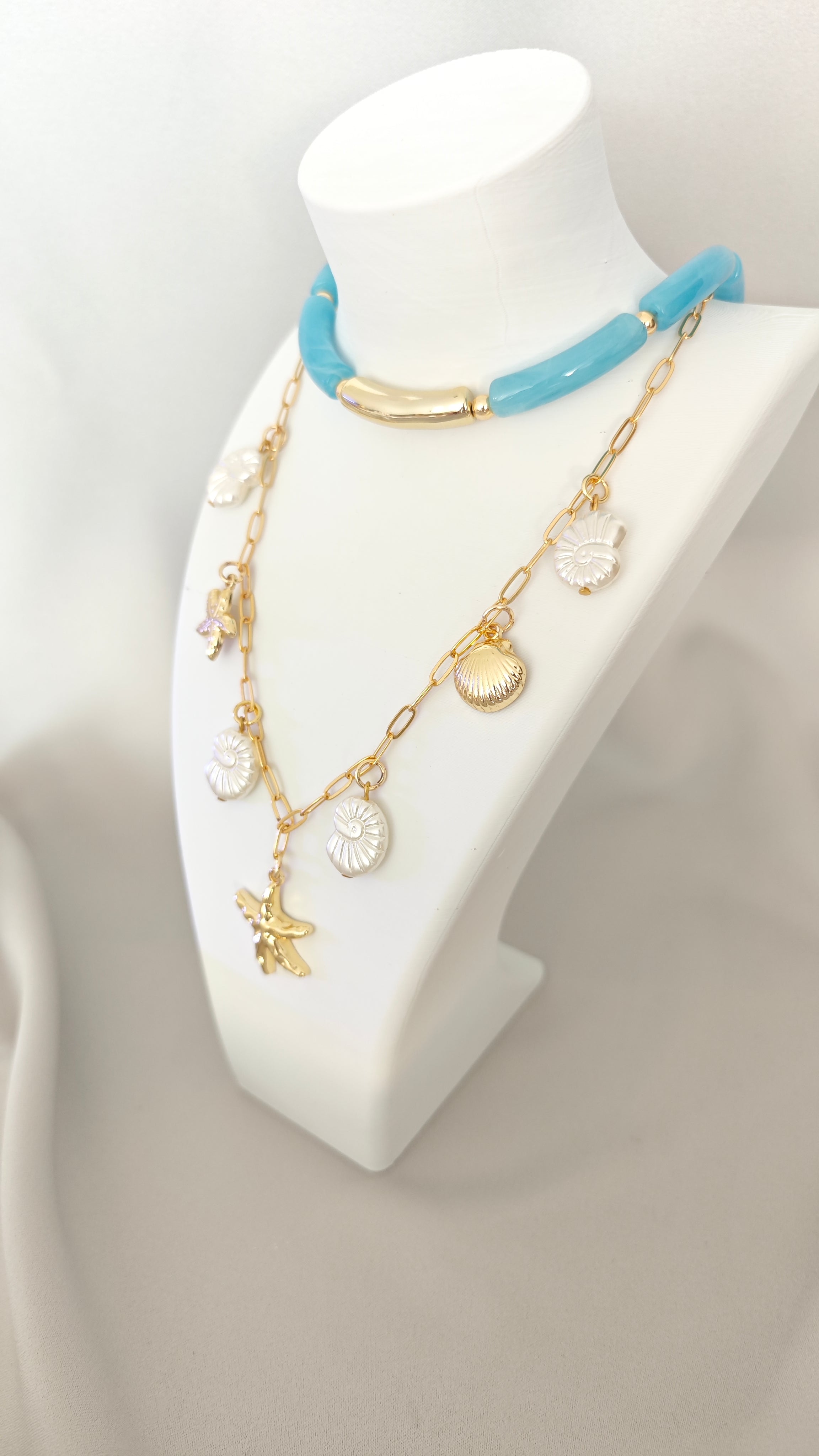 Veluare El Yapımı 14K Gold Deniz Esintisi Çoklu Kolye