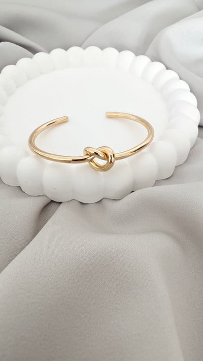 VELUARE ROYAL 14K Gold Aşk Düğümü İtalyan Sert Kelepçe Bileklik