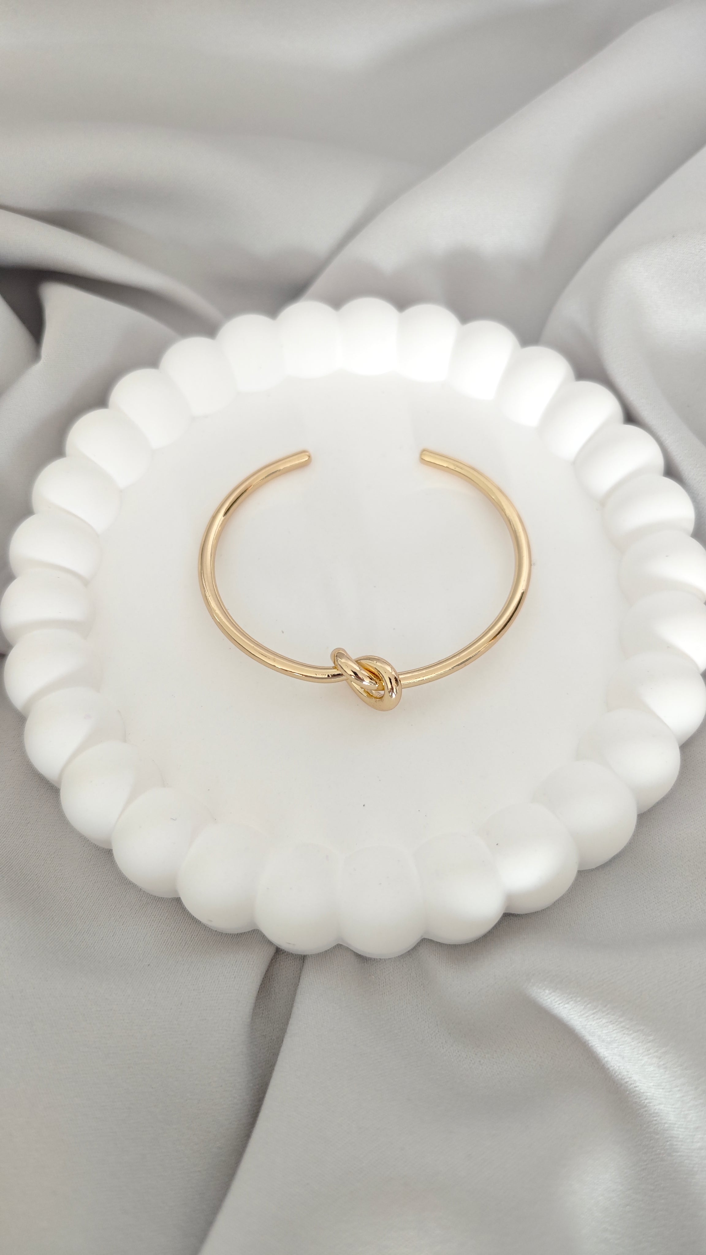 VELUARE ROYAL 14K Gold Aşk Düğümü İtalyan Sert Kelepçe Bileklik