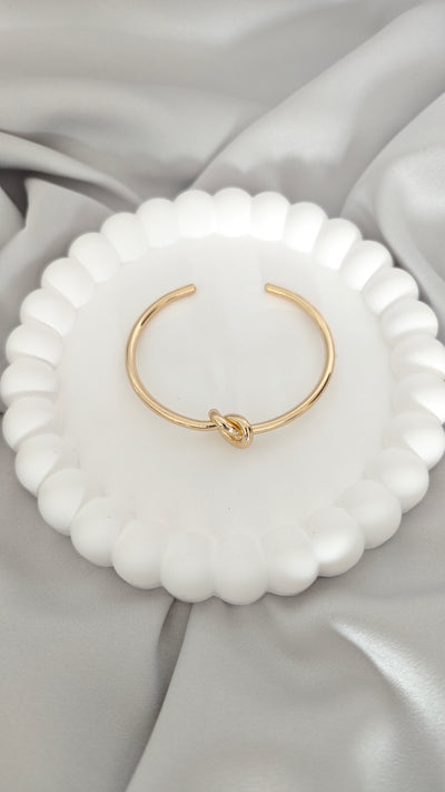VELUARE ROYAL 14K Gold Aşk Düğümü İtalyan Sert Kelepçe Bileklik