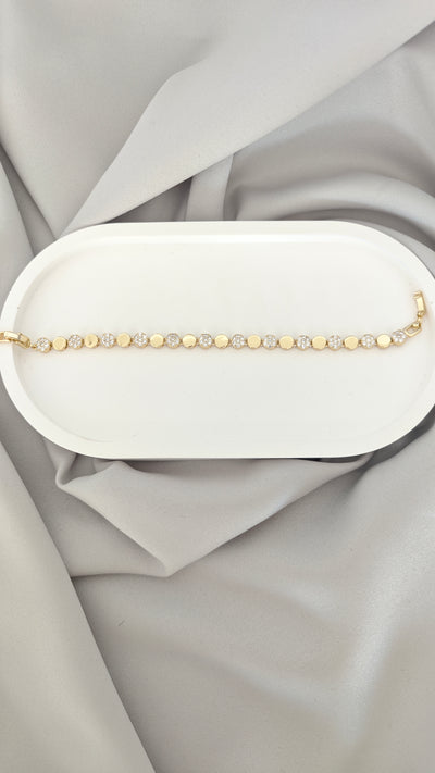 VELUARE Privé 14K Gold Renk Sıralı Pul Taşlı Tenis Bileklik