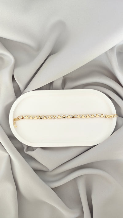 VELUARE Privé 14K Gold Renk Sıralı Üçgen Model Taşlı İtalyan Bileklik