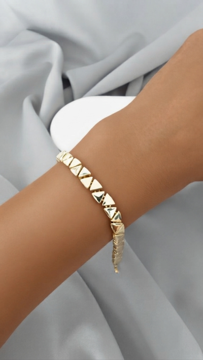 VELUARE Privé 14K Gold Renk Üçgen Model İtalyan Fantezi Bileklik