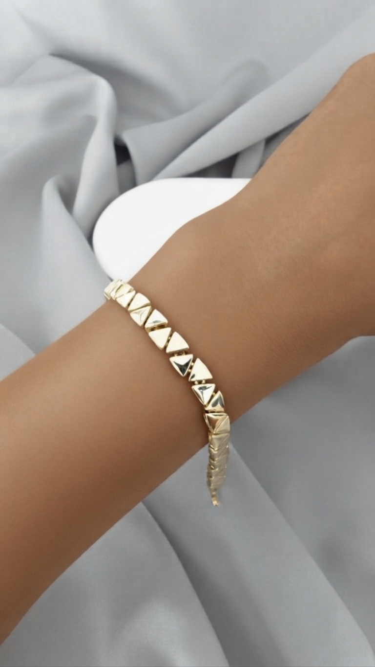 VELUARE Privé 14K Gold Renk Üçgen Model İtalyan Fantezi Bileklik
