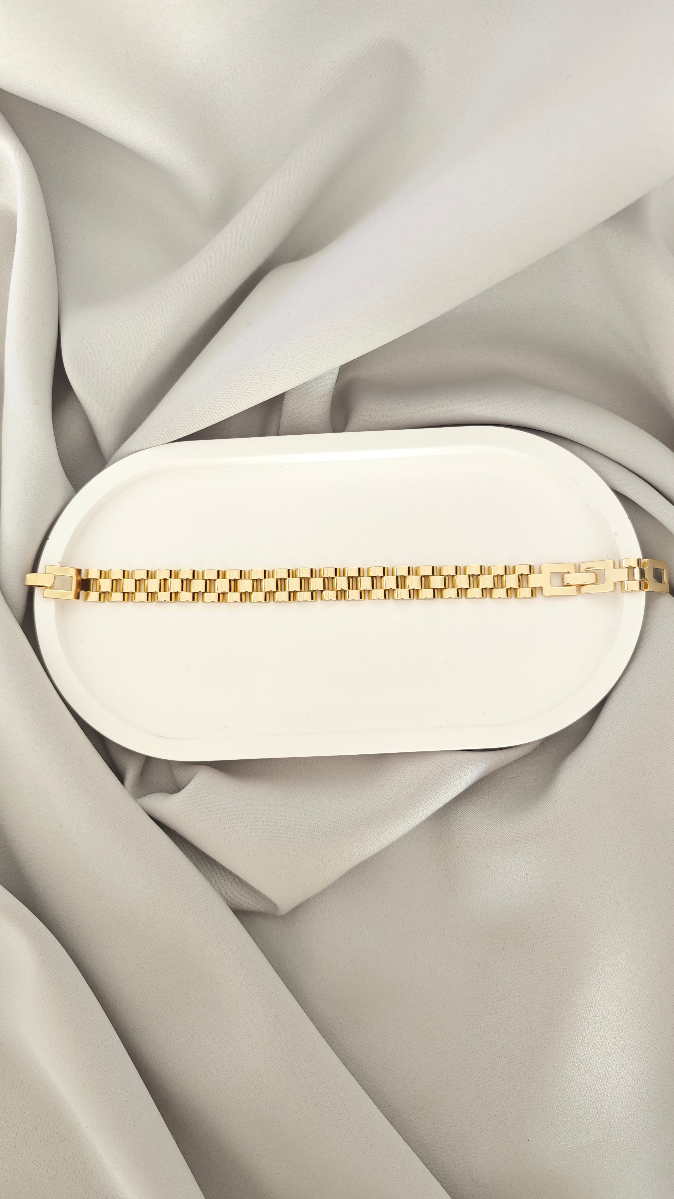 VELUARE Privé 14K Gold Renk President Saat Kordonu Model İtalyan Bileklik