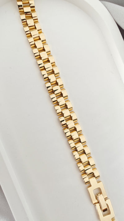 VELUARE Privé 14K Gold Renk President Saat Kordonu Model İtalyan Bileklik