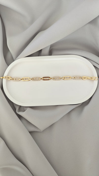 VELUARE Privé 14K Gold Renk Messika Model Hareketli Tektaşlı Ataç Bileklik