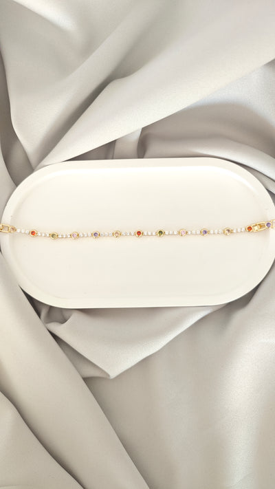VELUARE Privé 14K Gold Renk Multicolor Taşlı Su Yolu Bileklik