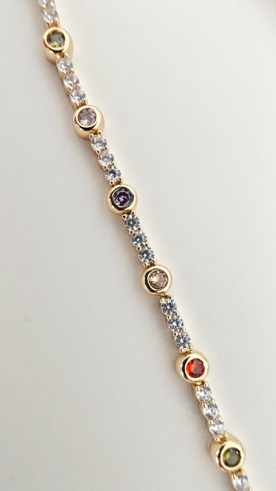 VELUARE Privé 14K Gold Renk Multicolor Taşlı Su Yolu Bileklik
