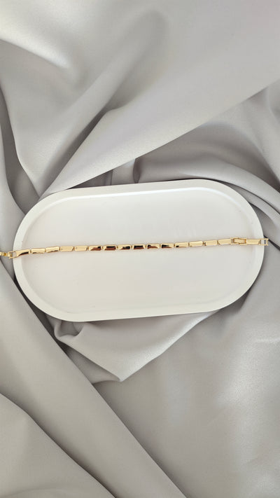 VELUARE Privé 14K Gold Renk Yassı Boru Plaka İtalyan Bileklik