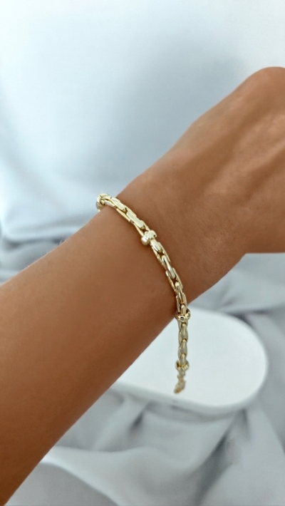 VELUARE ROYAL 14K Gold  Düğümlü İtalyan Boru Zincir Bileklik