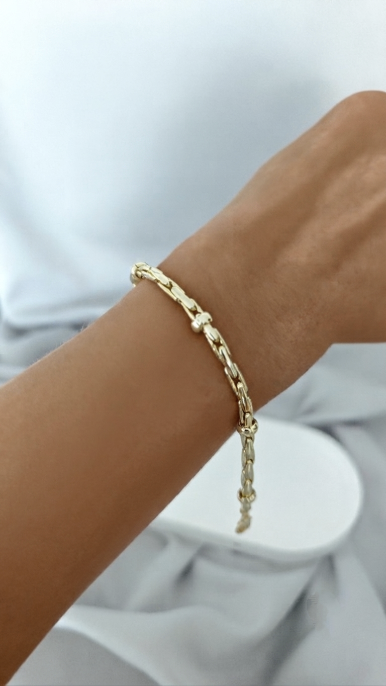 VELUARE ROYAL 14K Gold  Düğümlü İtalyan Boru Zincir Bileklik
