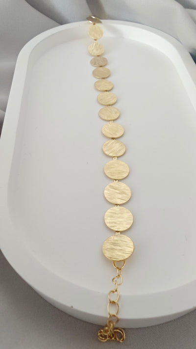 VELUARE EVERYDAY 14K Gold Renk Kalemli İtalyan Pul Zincir Bileklik