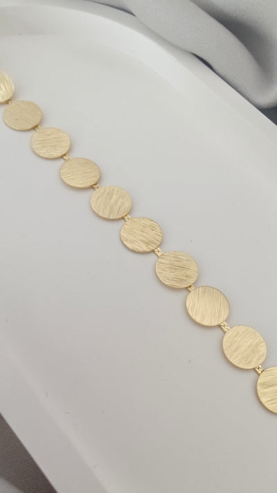 VELUARE EVERYDAY 14K Gold Renk Kalemli İtalyan Pul Zincir Bileklik