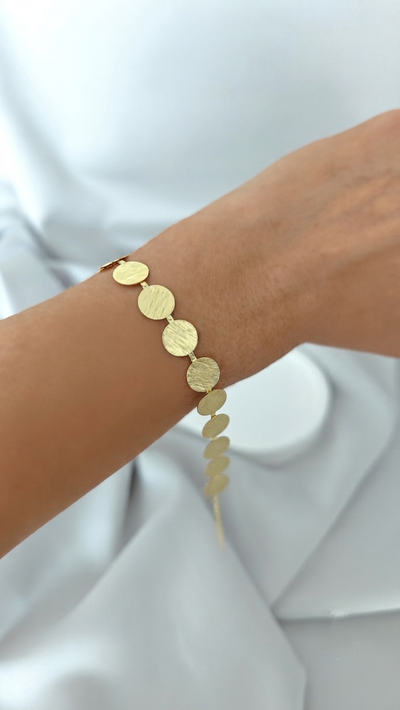 VELUARE EVERYDAY 14K Gold Renk Kalemli İtalyan Pul Zincir Bileklik