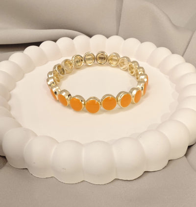 Veluare El Yapımı 14K Gold Turuncu Mineli Yuvarlak Lastikli Bileklik