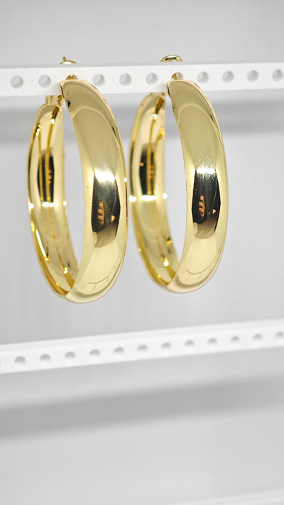 Veluare Privé 14K Gold Pürüzsüz Kalın Halka Küpe