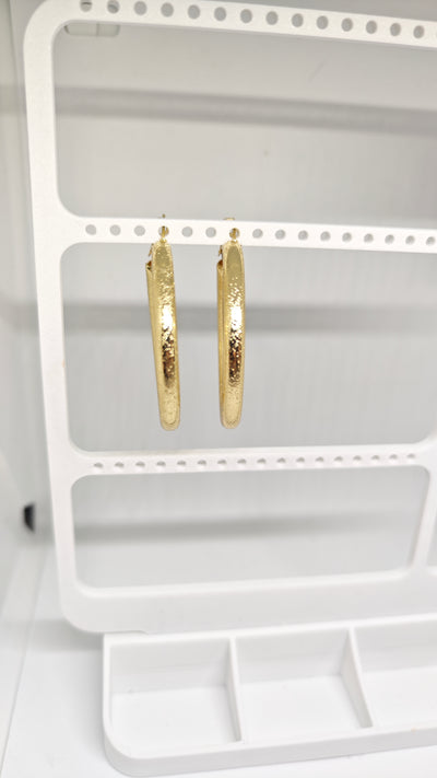 Veluare Privé 14K Gold Kumlu Dokulu Büyük Boy Halka Küpe