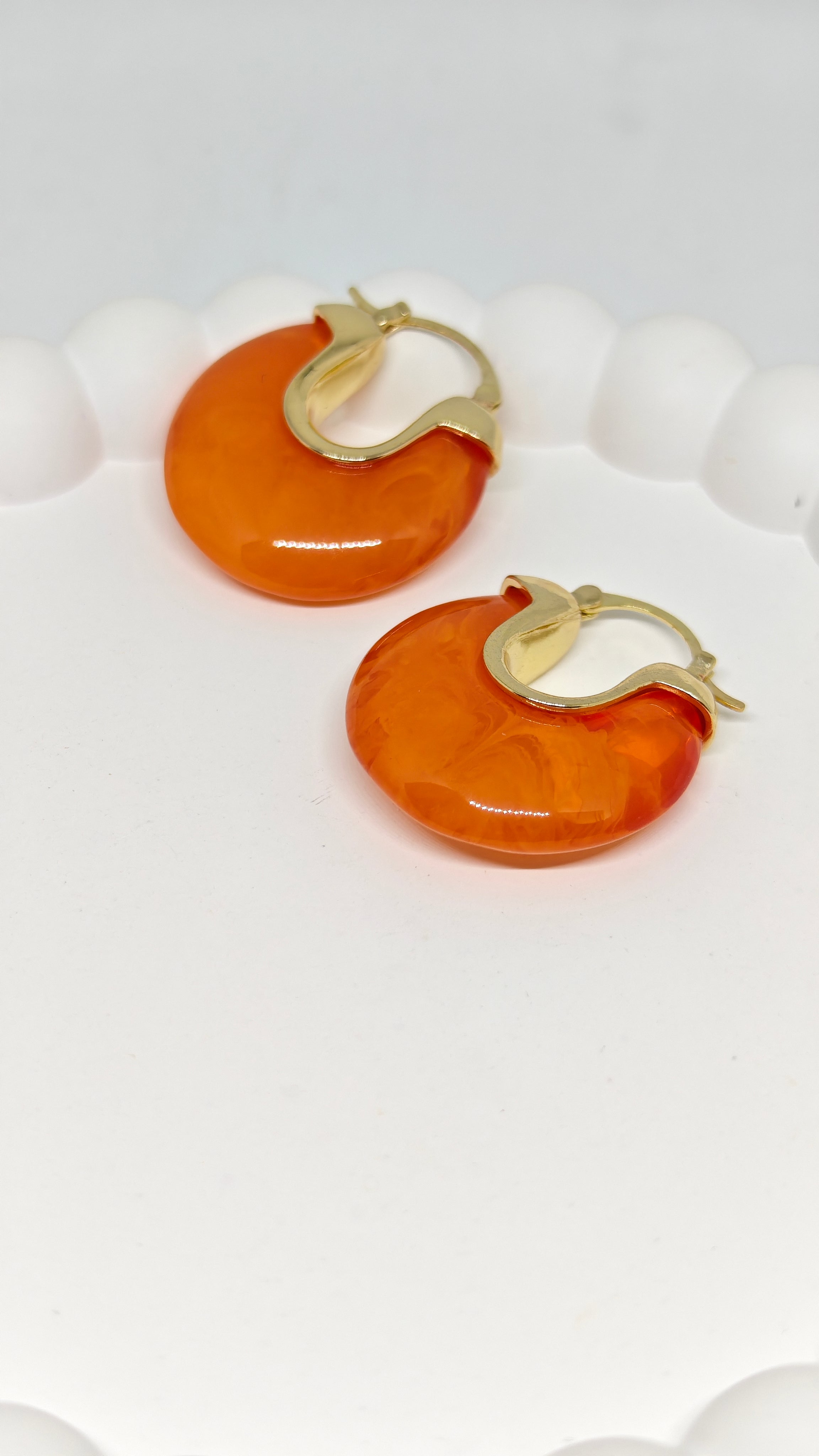 Veluare Privé  14K Gold Turuncu Kalın Halka Küpe