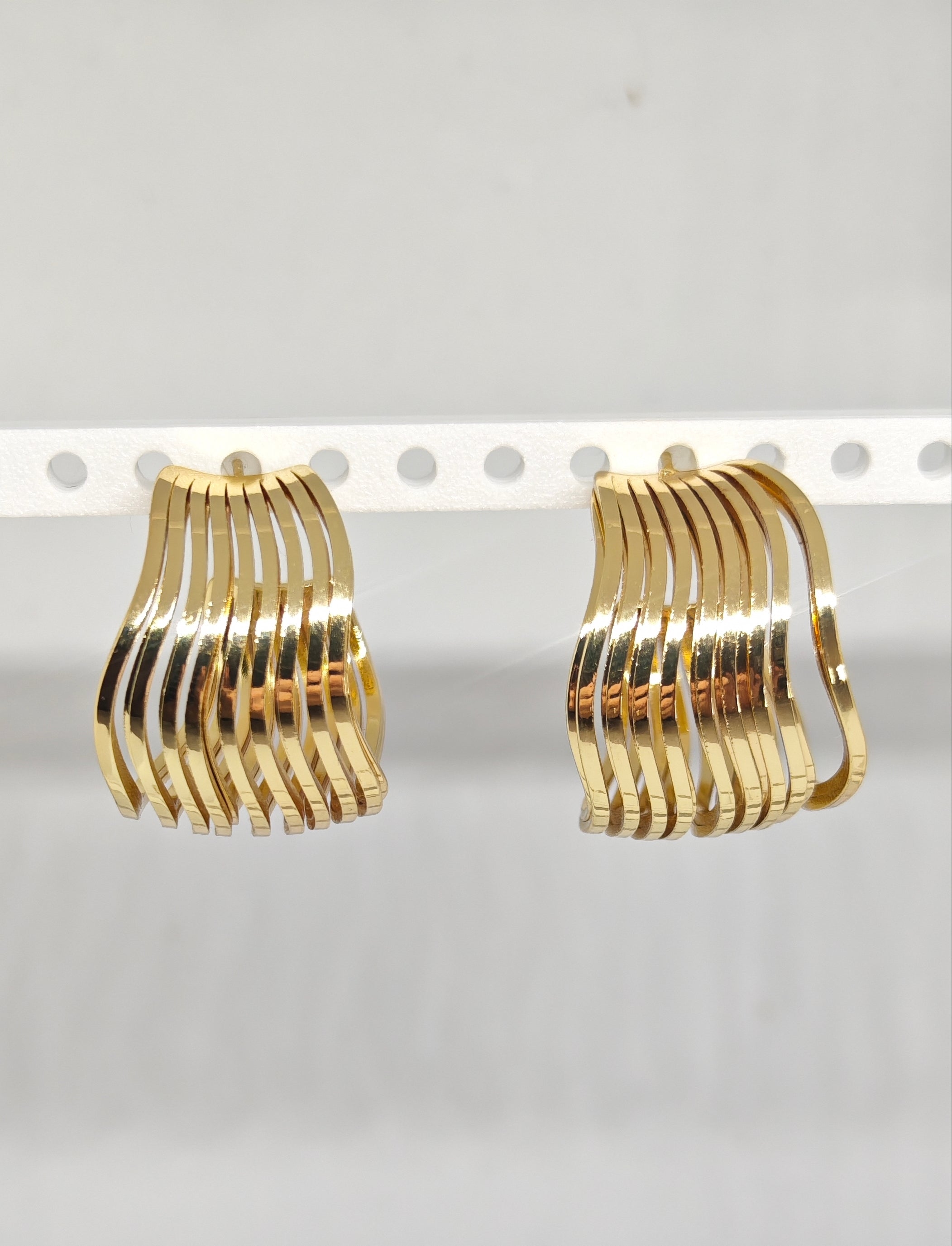 Veluare Royal 14K Gold Kafes Tasarım İddialı Halka Küpe