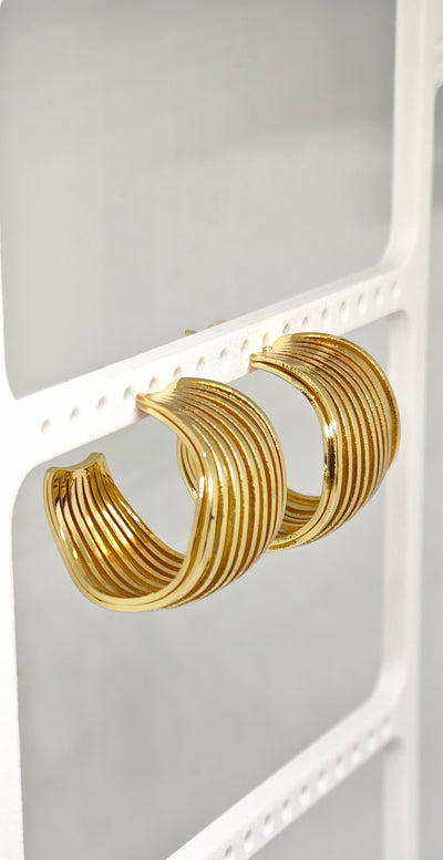 Veluare Royal 14K Gold Kafes Tasarım İddialı Halka Küpe