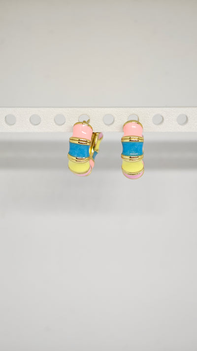 Veluare Prestige 14K Gold Pastel Mini Macaron Twist Küpe