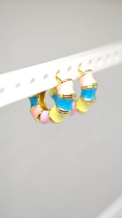 Veluare Prestige 14K Gold Pastel Mini Macaron Twist Küpe