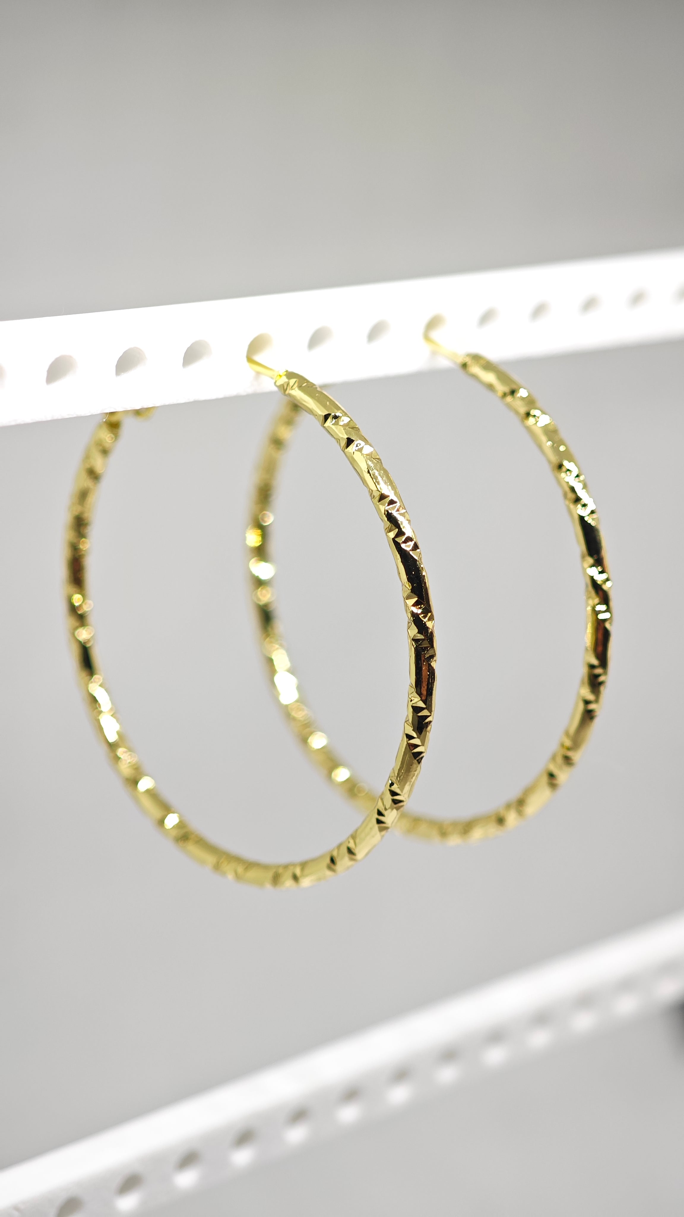 Veluare Prestige 14K Gold Faset Kesim Büyük Boy Halka Küpe